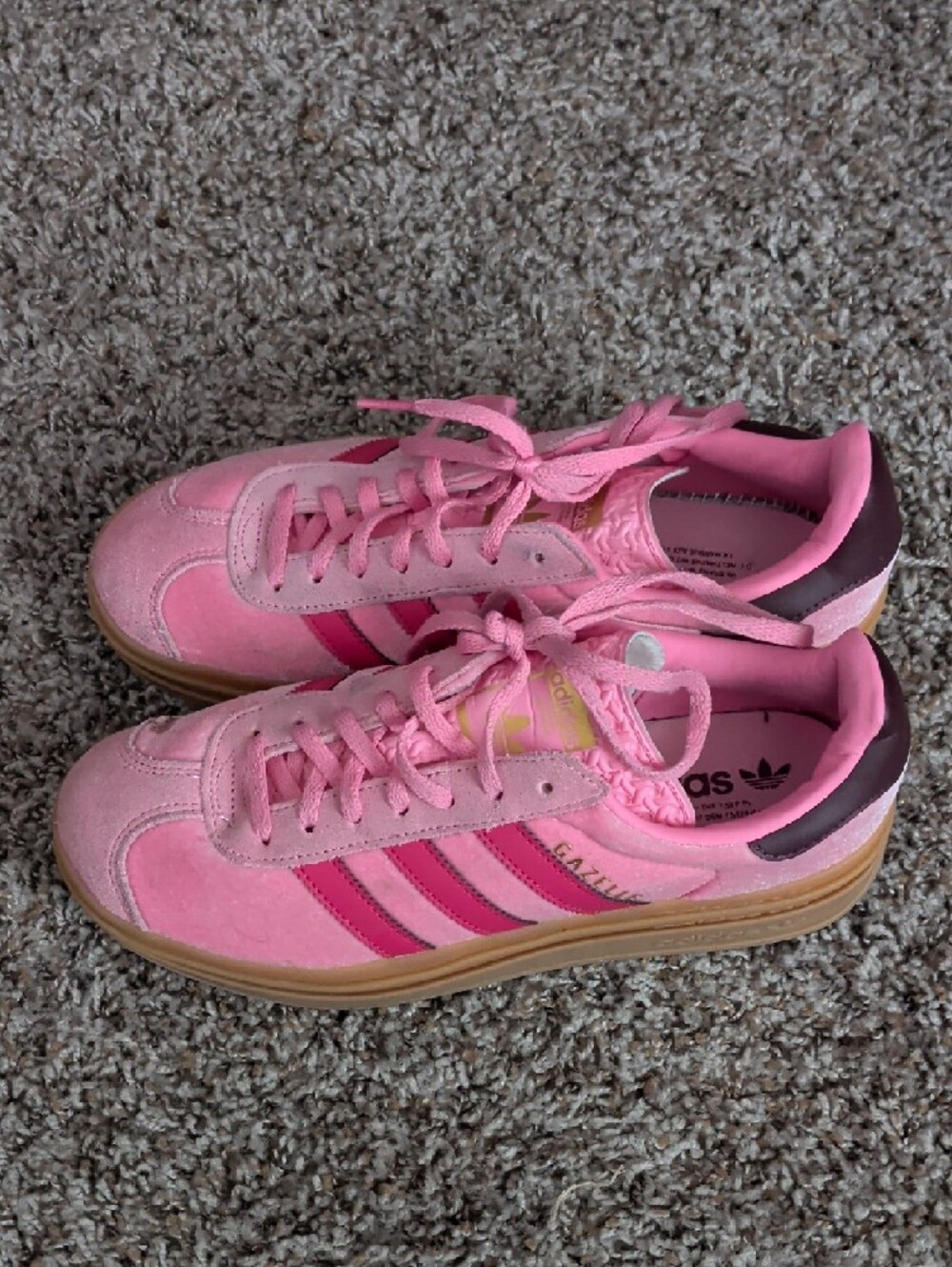 adidas Gazelle Pink Suede Platform Sneakers with Gum Sole - Picture 2 of 4